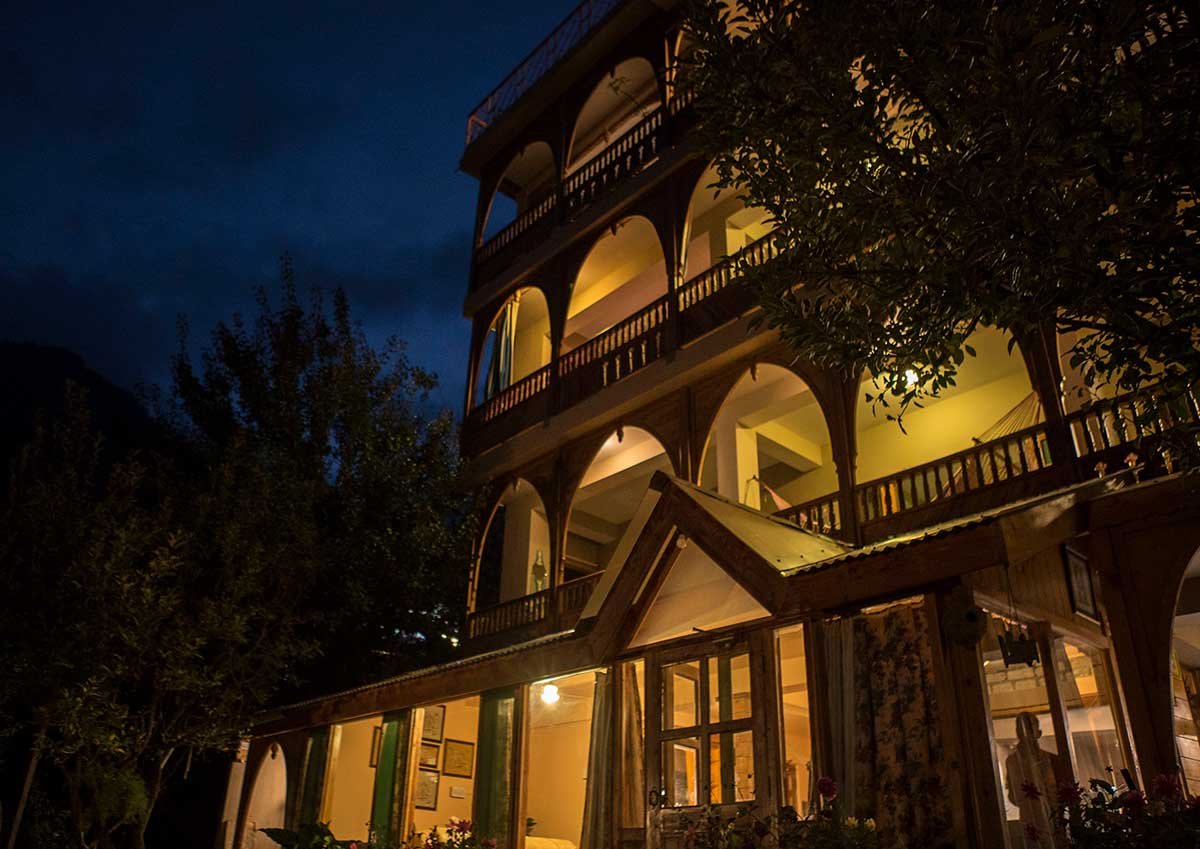 Night view of luxury apartments